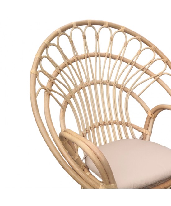 Πολυθρόνα Boloni Inart με μπεζ μαξιλάρι-φυσικό rattan 100x67x120εκ