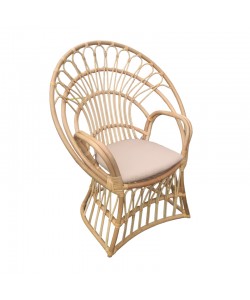 Πολυθρόνα Boloni Inart με μπεζ μαξιλάρι-φυσικό rattan 100x67x120εκ
