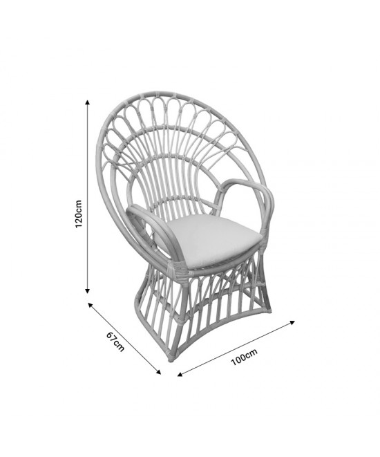 Πολυθρόνα Boloni Inart με μπεζ μαξιλάρι-φυσικό rattan 100x67x120εκ
