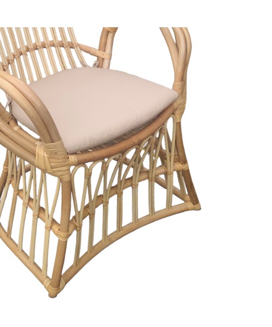 Πολυθρόνα Boloni Inart με μπεζ μαξιλάρι-φυσικό rattan 100x67x120εκ