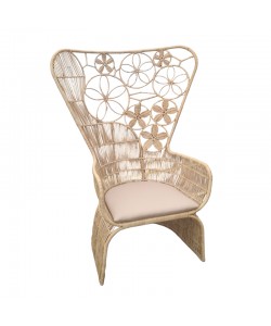 Πολυθρόνα Jake Inart με μπεζ μαξιλάρι-φυσικό rattan 110x82x145εκ