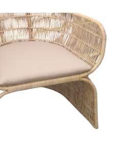 Πολυθρόνα Jake Inart με μπεζ μαξιλάρι-φυσικό rattan 110x82x145εκ