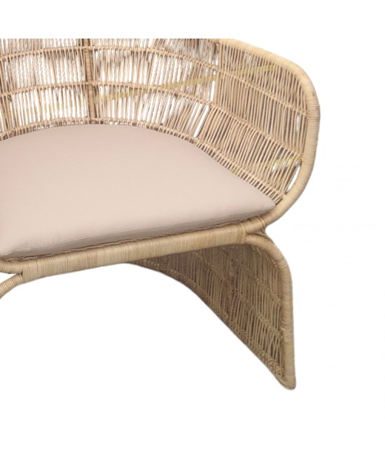 Πολυθρόνα Jake Inart με μπεζ μαξιλάρι-φυσικό rattan 110x82x145εκ