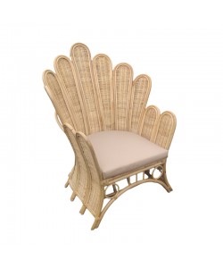 Πολυθρόνα Fragia Inart με μπεζ μαξιλάρι-φυσικό rattan 103x90x120εκ