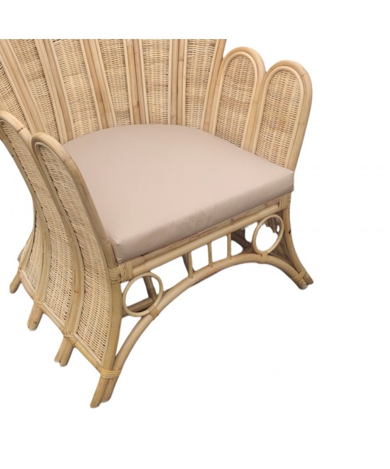 Πολυθρόνα Fragia Inart με μπεζ μαξιλάρι-φυσικό rattan 103x90x120εκ