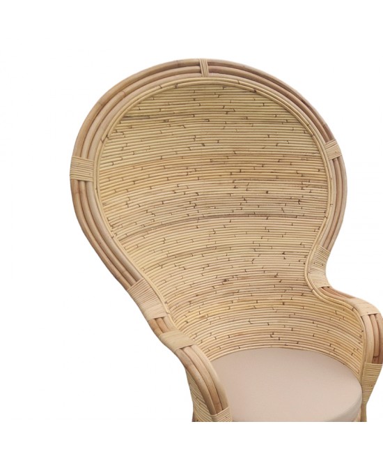 Πολυθρόνα Rea Inart με μπεζ μαξιλάρι-φυσικό rattan 85x85x141εκ