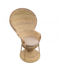 Πολυθρόνα Rea Inart με μπεζ μαξιλάρι-φυσικό rattan 85x85x141εκ