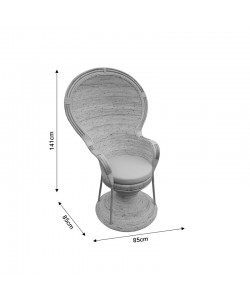 Πολυθρόνα Rea Inart με μπεζ μαξιλάρι-φυσικό rattan 85x85x141εκ