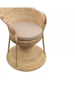 Πολυθρόνα Rea Inart με μπεζ μαξιλάρι-φυσικό rattan 85x85x141εκ