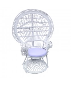 Πολυθρόνα Dorothy Inart με λευκό μαξιλάρι-λευκό rattan 115x57x150εκ