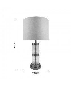 Επιτραπέζιο φωτιστικό Wenxie Inart Ε27 χρυσό μέταλλο-γυαλί-μπεζ ύφασμα Φ32x53εκ