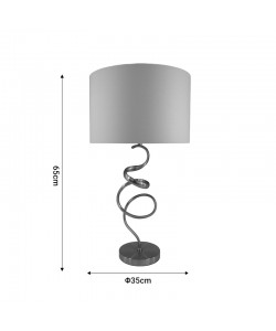 Επιτραπέζιο φωτιστικό Valou Inart Ε27 ασημί αλουμινίου-λευκό ύφασμα Φ35x65εκ