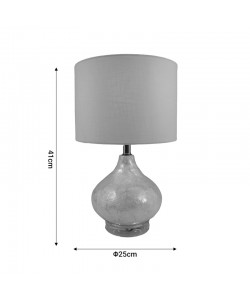 Επιτραπέζιο φωτιστικό Guidance Inart Ε27 λευκό γυαλί-λευκό ύφασμα Φ25x41εκ