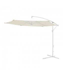 Ομπρέλα Jiopel pakoworld μονοκόμματος ιστός λευκό αλουμίνιο-μπεζ ύφασμα Φ3m