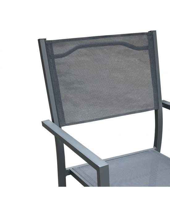 Πολυθρόνα Moly pakoworld  ανθρακί αλουμίνιο-textilene 61x56.5x87.5εκ