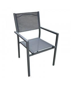 Πολυθρόνα Moly pakoworld  ανθρακί αλουμίνιο-textilene 61x56.5x87.5εκ