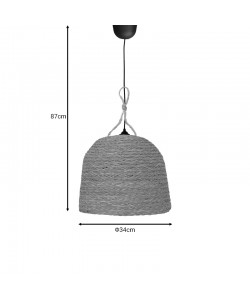 Φωτιστικό οροφής Lamper Inart ψάθινο φυσικό Φ34x87εκ