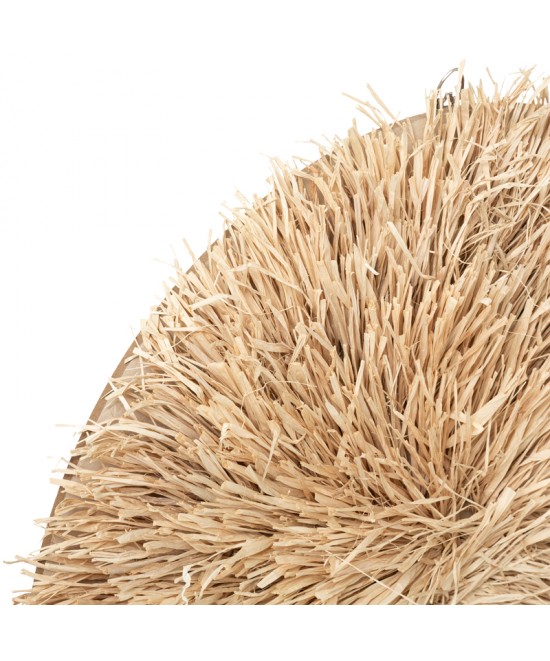 Διακοσμητικό τοίχου Alaina pakoworld φυσικό χρώμα mdf-ψάθα Φ64x4εκ