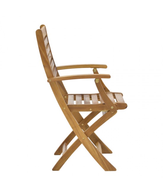 Τραπεζαρία Gorbo-Jaybo pakoworld σετ 5τεμ πτυσσόμενο φυσικό μασίφ ξύλο ακακίας 100x65x72εκ