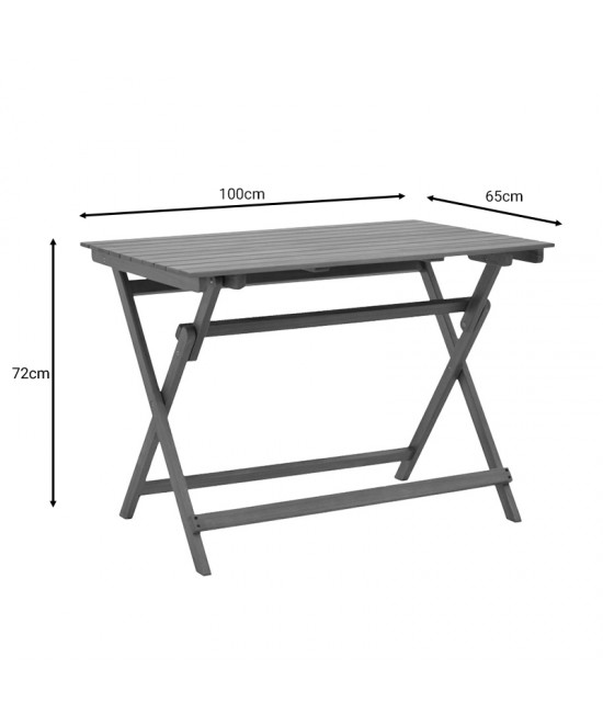 Τραπεζαρία Gorbo-Jaybo pakoworld σετ 5τεμ πτυσσόμενο φυσικό μασίφ ξύλο ακακίας 100x65x72εκ