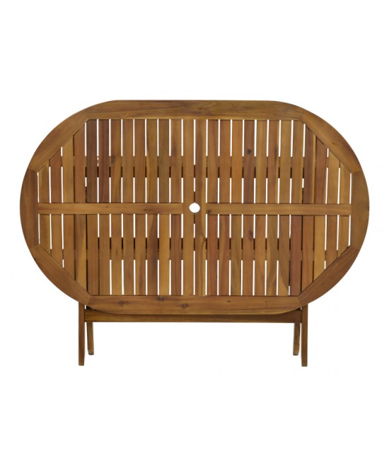 Τραπεζαρία Gorpo-Falov pakoworld σετ 7τεμ φυσικό μασίφ ξύλο ακακίας 130x80x72εκ