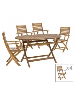 Τραπεζαρία Gorpo-Falov pakoworld σετ 5τεμ φυσικό μασίφ ξύλο ακακίας 130x80x72εκ