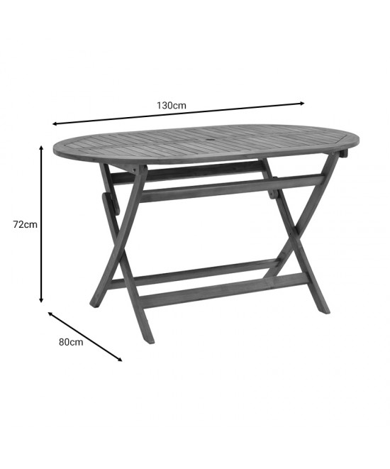 Τραπεζαρία Gorpo-Falov pakoworld σετ 5τεμ φυσικό μασίφ ξύλο ακακίας 130x80x72εκ