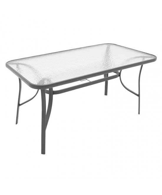 Τραπέζι Ensure pakoworld ανθρακί μέταλλο-tempered γυαλί 120x70x70εκ