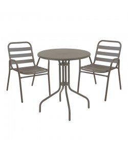 Tραπεζαρία Sussie-Vergo pakoworld σετ 3τεμ σαμπανιζέ μέταλλο-αλουμίνιο Φ60x70εκ