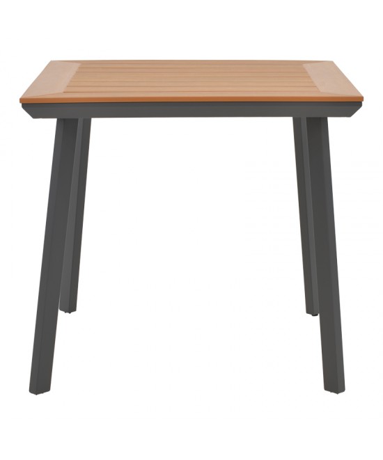 Τραπέζι Synergy pakoworld αλουμίνιο ανθρακί-plywood φυσικό 80x80x74εκ