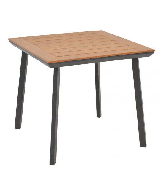 Τραπέζι Synergy pakoworld αλουμίνιο ανθρακί-plywood φυσικό 80x80x74εκ