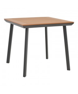Τραπέζι Synergy pakoworld αλουμίνιο ανθρακί-plywood φυσικό 80x80x74εκ