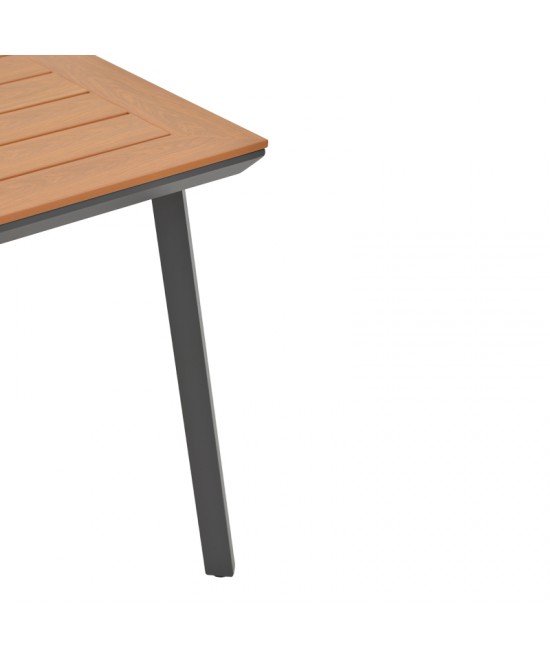 Τραπέζι Synergy pakoworld αλουμίνιο ανθρακί-plywood φυσικό 80x80x74εκ
