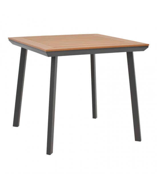 Τραπέζι Synergy pakoworld αλουμίνιο ανθρακί-plywood φυσικό 80x80x74εκ
