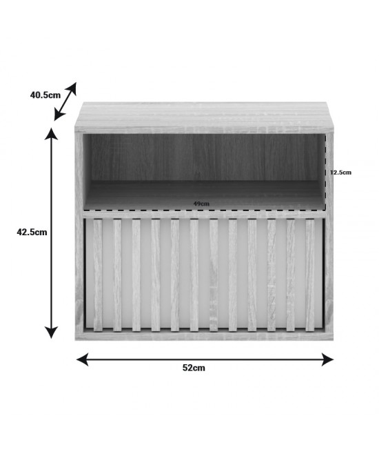 Κομοδίνο Bruse pakoworld oak-λευκό μελαμίνης 52x40.5x42.5εκ