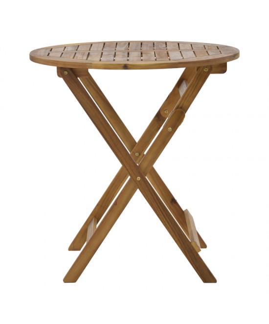 Τραπεζαρία Bistrual-Carpuva pakoworld σετ 3τεμ πτυσσόμενο φυσικό μασίφ ξύλο ακακίας Φ70x74εκ