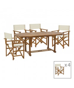 Τραπεζαρία Bistrual-Sopho pakoworld σετ 5τεμ επεκτεινόμενο φυσικό μασίφ ξύλο ακακίας 200/150x100x75εκ