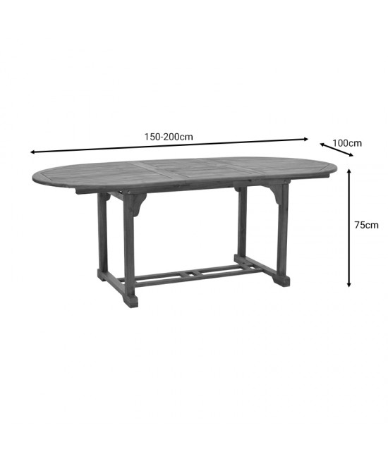 Τραπεζαρία Bistrual-Sopho pakoworld σετ 5τεμ επεκτεινόμενο φυσικό μασίφ ξύλο ακακίας 200/150x100x75εκ