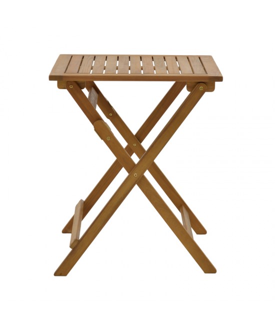 Τραπεζαρία Bistrual-Perdu pakoworld σετ 3τεμ πτυσσόμενο φυσικό μασίφ ξύλο ακακίας 60x60x72εκ