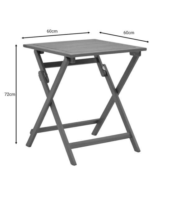 Τραπεζαρία Bistrual-Perdu pakoworld σετ 3τεμ πτυσσόμενο φυσικό μασίφ ξύλο ακακίας 60x60x72εκ