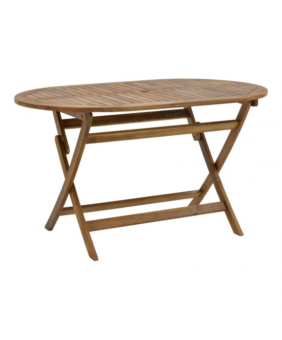 Τραπεζαρία Bistrual-Falov pakoworld σετ 5τεμ πτυσσόμενο φυσικό μασίφ ξύλο ακακίας 130x80x72εκ