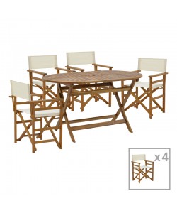 Τραπεζαρία Bistrual-Falov pakoworld σετ 5τεμ πτυσσόμενο φυσικό μασίφ ξύλο ακακίας 130x80x72εκ