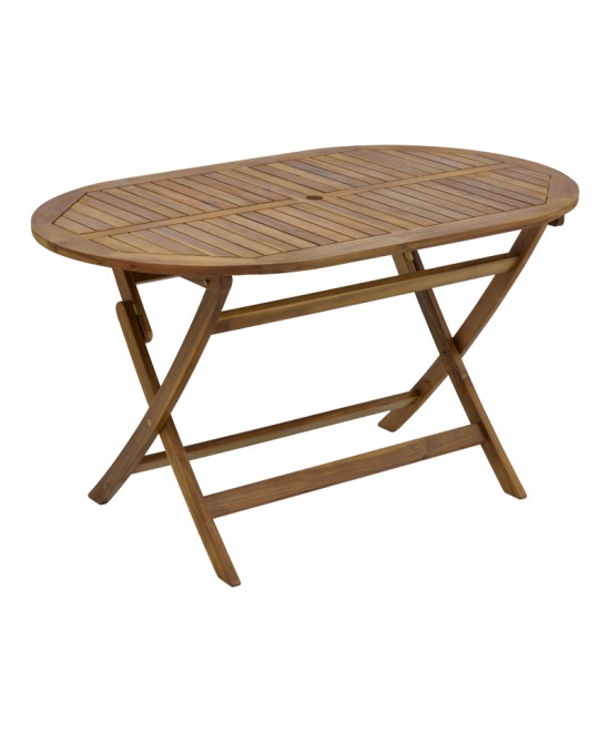 Τραπεζαρία Bistrual-Falov pakoworld σετ 5τεμ πτυσσόμενο φυσικό μασίφ ξύλο ακακίας 130x80x72εκ