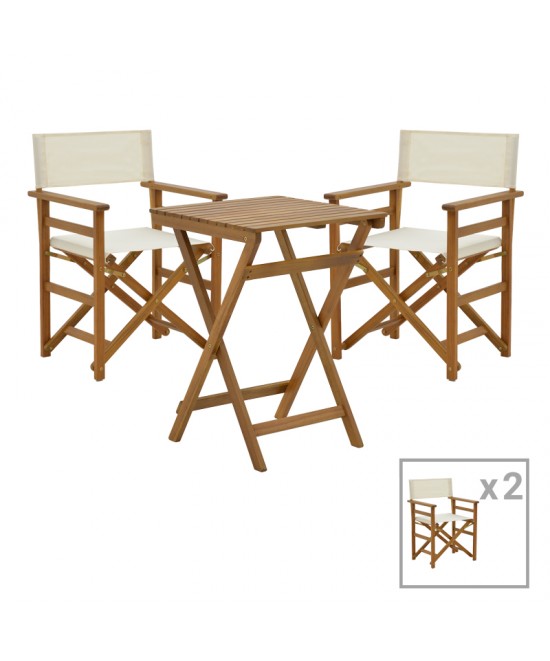 Τραπεζαρία Bistrual-Lazio pakoworld σετ 3τεμ πτυσσόμενο φυσικό μασίφ ξύλο ακακίας 50x50x70εκ