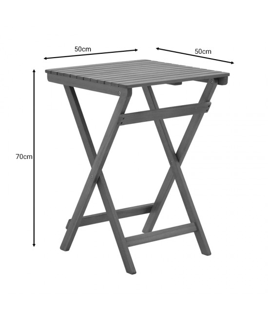 Τραπεζαρία Bistrual-Lazio pakoworld σετ 3τεμ πτυσσόμενο φυσικό μασίφ ξύλο ακακίας 50x50x70εκ