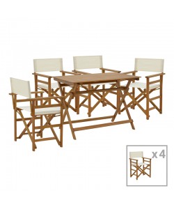 Τραπεζαρία Bistrual-Jaybo pakoworld σετ 5τεμ πτυσσόμενο φυσικό μασίφ ξύλο ακακίας 100x65x72εκ