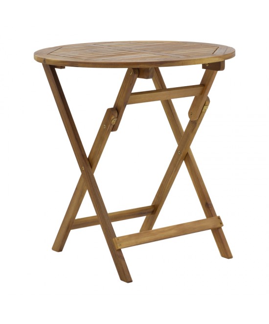 Τραπεζαρία Fatel-Carpuva pakoworld σετ 3τεμ πτυσσόμενο φυσικό μασίφ ξύλο ακακίας Φ70x74εκ
