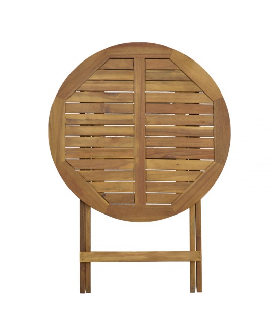 Τραπεζαρία Fatel-Carpuva pakoworld σετ 3τεμ πτυσσόμενο φυσικό μασίφ ξύλο ακακίας Φ70x74εκ