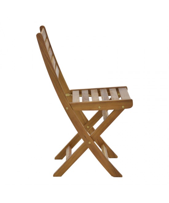 Τραπεζαρία Fatel-Carpuva pakoworld σετ 3τεμ πτυσσόμενο φυσικό μασίφ ξύλο ακακίας Φ70x74εκ