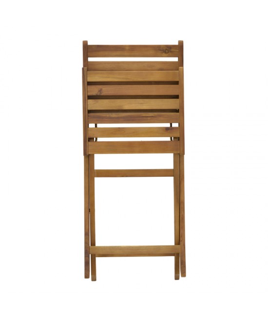 Τραπεζαρία Fatel-Carpuva pakoworld σετ 3τεμ πτυσσόμενο φυσικό μασίφ ξύλο ακακίας Φ70x74εκ